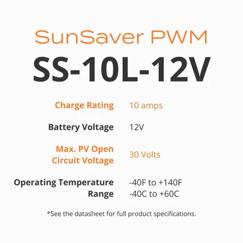 Miniatura 5 de Morningstar SunSaver 10A PWM Controlador de carga solar (SS-10L-12V) - Regulador de panel solar para baterías de 12V, Carga de batería de cuatro