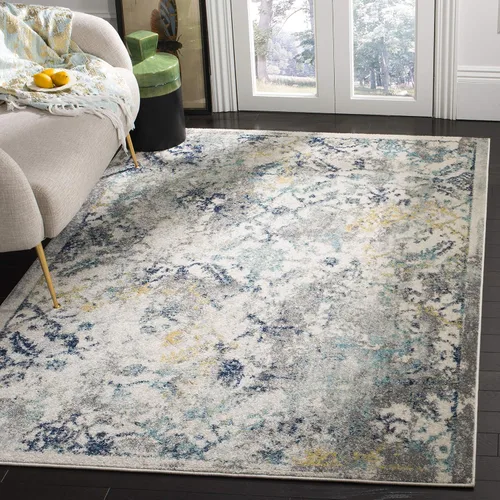 Miniatura 8 de SAFAVIEH Madison Collection - Alfombra de pasillo de 2 pies 3 pulgadas x 8 pies, color marfil y azul, diseño bohemio chic envejecido, no desprende