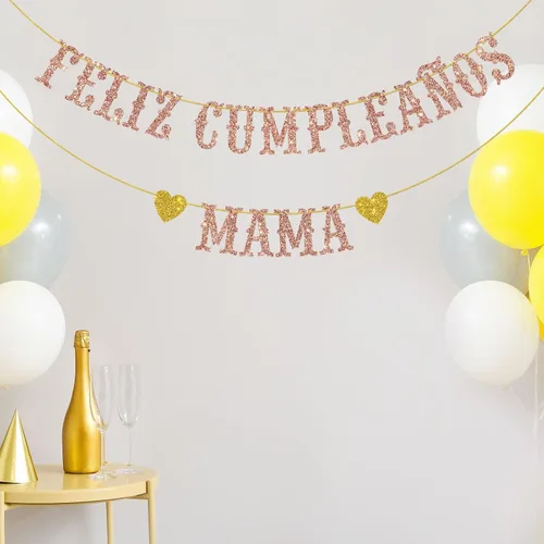 Miniatura 7 de Cartel de Feliz Cumpleaños con texto en inglés «Mama » / Cartel español «Happy Birthday» / Fiesta mexicana temática de cumpleaños para mamá