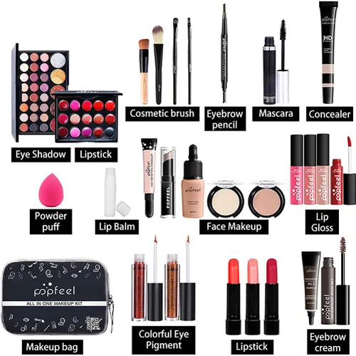 Miniatura 5 de Newooh - Juego de maquillaje profesional, kit de iniciación de cosméticos con bolsa de almacenamiento, paleta de maquillaje portátil de viaje, juego