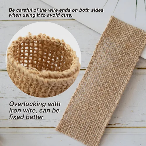 Miniatura 3 de 50 servilleteros desechables de arpillera con borde con cable para servilleteros para decoración de boda, fiesta, decoración de mesa de comedor