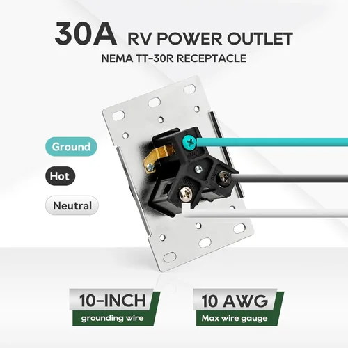Miniatura 5 de RVGUARD Caja de toma de corriente de 30 amperios, 125 voltios, cerrada, resistente a la intemperie, NEMA TT-30R, panel de receptáculo eléctrico al