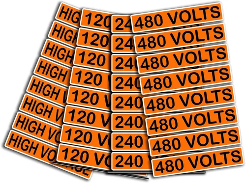 Marcador eléctrico de voltaje de línea de conducto, 8 unidades, naranja, negro, Safety Decal Unlimited monofásico, trifásico, 110, 115, 120, 208,