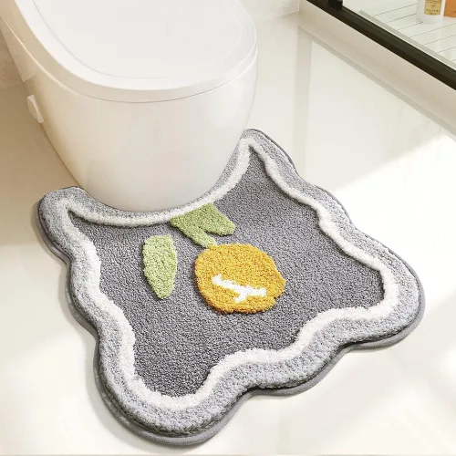 Miniatura 13 de Bonito tapete para inodoro en forma de U, de microfibra ultra suave, antideslizante, absorbente de agua, lavable a máquina, tapete de ducha de 20 x
