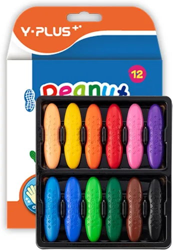 YPLUS Crayones de maní para niños, 12 colores lavables para niños pequeños, crayón no tóxico para bebés de 2 a 4 años, 1-3, 4 a 8, suministros de