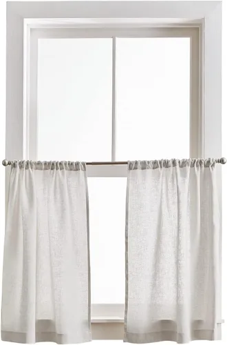 Miniatura 5 de Peri Home 100 % lino cortina de cocina niveles, par, plata