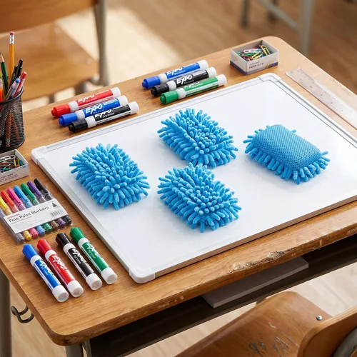 Miniatura 6 de Sherr 24 borradores magnéticos de pizarra blanca, borradores de microfibra, lavables, para pizarra blanca, para tiza, oficina en casa (azul)