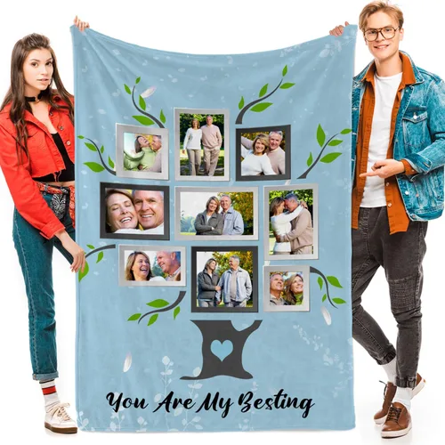 Miniatura 14 de Manta personalizada con fotos, texto, fotos personalizadas, regalos del día de San Valentín para mamá, papá, pareja, esposa, marido, novia, novio