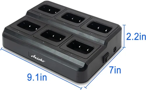 Miniatura 7 de Walkie Talkies para adultos de largo alcance recargable de 2 vías con cargador de banda de 6 bancos y baterías de repuesto (paquete de 6)