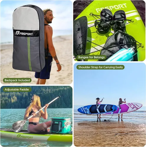 Miniatura 6 de FBSPORT Tabla de remo de pie prémium de 11 pies, tabla de yoga con accesorios de SUP y bolsa de transporte, amplia posición, control de surf