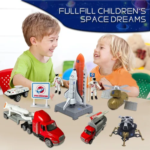 Miniatura 8 de OTONOPI Juego de juguetes de cohete espacial para niños de 3 a 9 años, 15 juguetes aeroespaciales STEM fundidos a presión con 3 cohetes, 2