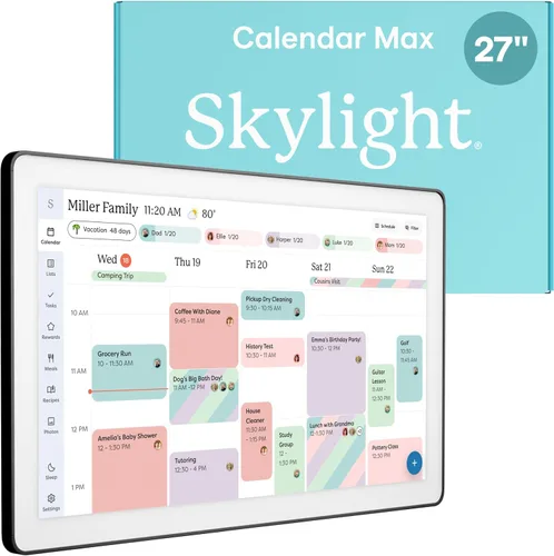 Skylight Calendario Max: Calendario digital inteligente de 27 pulgadas y tabla de tareas, organizador familiar con pantalla táctil interactiva –