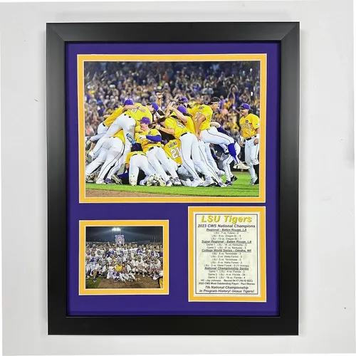 LSU Tigers Baseball | Campeones Nacionales CWS 2023 y 2025 | Collage de fotos enmarcadas | 2 tamaños y estilos | (12 x 15 pulgadas - 2023)