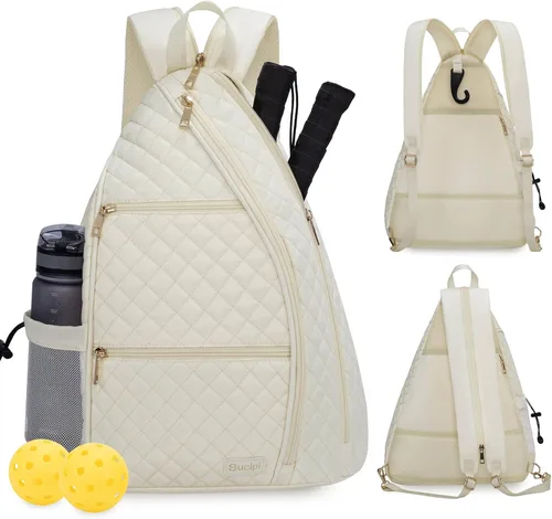 Mochila de pickleball para mujeres Sucipi - Bolsa cruzada con acolchado para raqueta de tenis y pickleball