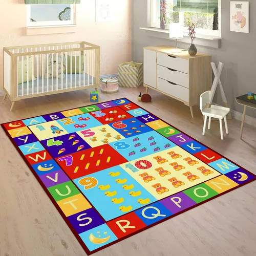 Miniatura 14 de Tapete educativo de 3 x 4 pies, tapete de aprendizaje ABC y 123 para niños pequeños con diseños de animales, alfombra antideslizante lavable