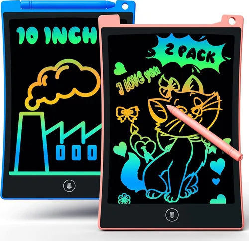 Miniatura 10 de bravokids Paquete de 24 tabletas de escritura LCD con lápiz capacitivo, tablero de dibujo colorido de 8.5 pulgadas para niños, juegos de viaje