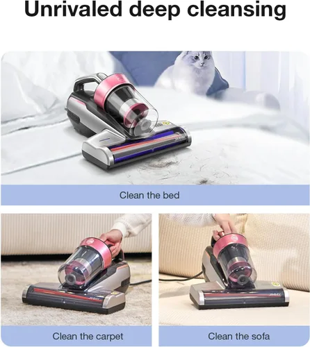 Miniatura 7 de Jimmy Aspiradora de Colchón, Aspiradora de Cama con Luz UV-C y Ultrasónica, Succión de 15Kpa 500W Potentes Aspiradoras de Mano para Polvo y Pelo