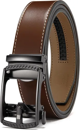 Miniatura 44 de CHAOREN Cinturón para hombre de cuero con trinquete - Ajuste personalizable, estilo sin esfuerzo (35 mm)