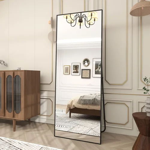 Miniatura 22 de BEAUTYPEAK - Espejo de longitud completa con soporte, de 56 pulgadas x 21 pulgadas, espejo de piso con marco fino de aleación de aluminio, espejos