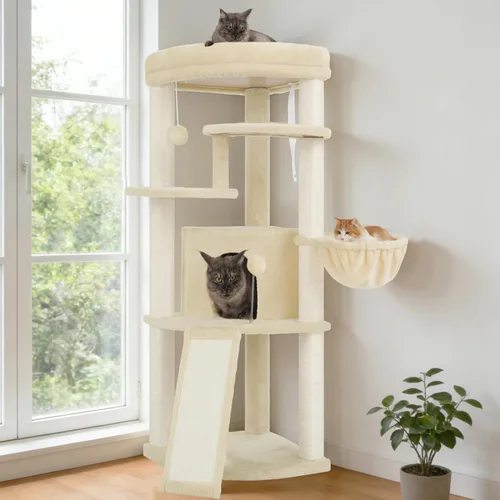 Miniatura 9 de Gitelsnour Árbol esquinero para gatos de interior, torre para gatos con todos los postes rascadores de sisal, condominio para gatos de varios