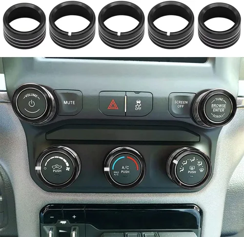 Miniatura 10 de Cubierta de perilla de radio de CA compatible con Dodge Ram 2019 2020 2021 aire acondicionado control de clima automático, interruptor