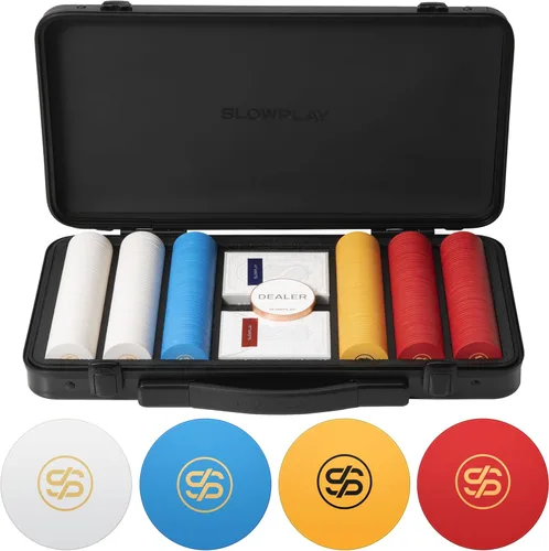 SLOWPLAY Juego de fichas de póquer de cerámica Godel para Texas Hold'em, 300 piezas [Fichas en blanco], 39mm y 10g cada una | Incluye un estuche de