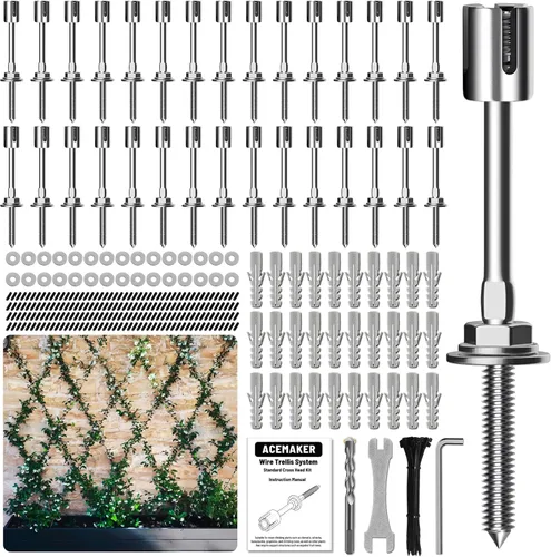 Miniatura 10 de Enrejado de alambre para plantas trepadoras al aire libre, juego de 20 enrejados de alambre de pared con cable y cortador de acero inoxidable