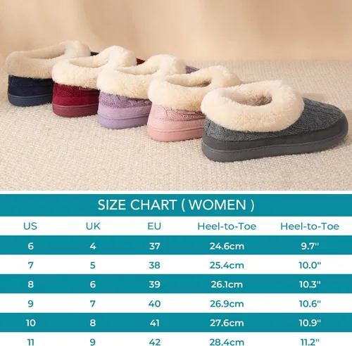Miniatura 6 de HomeTop Pantuflas de casa de espuma viscoelástica de punto trenzado para mujer con cuello de felpa mullida