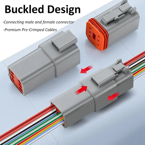 Miniatura 3 de Paquete de 6 conectores Deutsch DT de 2 pines, conectores eléctricos impermeables macho y hembra, arnés de cableado con cable de 16 AWG