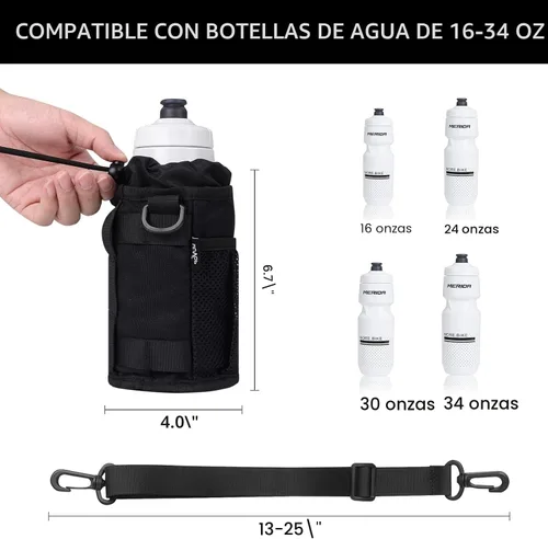 Miniatura 3 de WUVOP Soporte para Tazas de Bicicleta, Soporte para Botella de Agua de Manillar para Bicicletas con Bolsillos de Malla, Jaula Universal para Botella