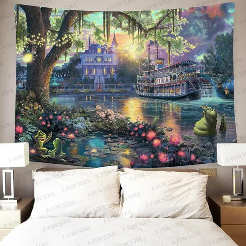 Miniatura 5 de F-FUN SOUL Tapiz del Palacio del Príncipe, franela suave de 40 x 30 pulgadas, tapiz para colgar en la pared de la isla psicodélica, para sala