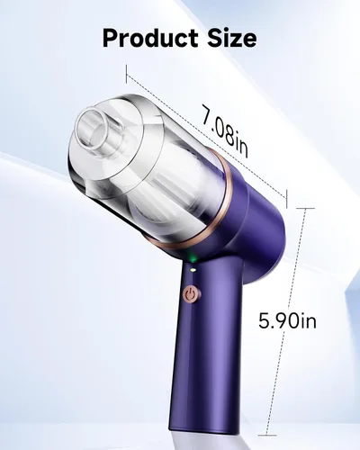 Miniatura 9 de Mini aspiradora inalámbrica con luz LED Aspiradora de mano de 15000 Pa recargable - Aspiradora portátil 3 en 1 potente para automóvil