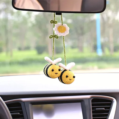 Miniatura 12 de Adorno de conejito gris y zanahoria, accesorios para ventana de visión trasera, colgante hecho a mano para automóvil, decoración de interiores