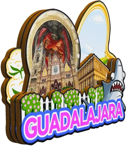 Miniatura 2 de Guadalajara - Imán de madera para nevera, diseño de México, monumentos en 3D, recuerdos coleccionables, decoración hecha a mano, 1995