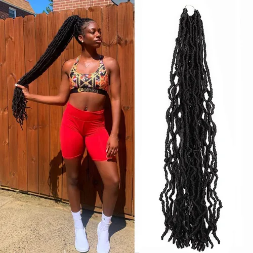 Miniatura 14 de 36 pulgadas, 7 paquetes de rastas suaves de ganchillo de cabello entero, no extendidas, largas y largas, trenzas de pelo sintético preenrolladas, 1b