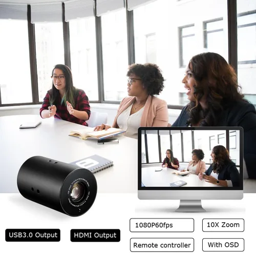 Miniatura 5 de SV10X Cámara profesional de transmisión de video en vivo Full HD 1080P 60fps USB3.0 HDMI 10X Zoom óptico por control remoto Cámara de enfoque