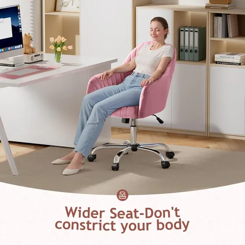 Miniatura 7 de Warmiehomy Silla de Escritorio de Terciopelo para Oficina en Casa, Silla de Trabajo Giratoria Ajustable Moderna, Sillas de Tocador para Mujeres