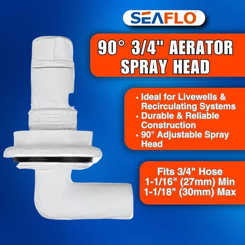 Miniatura 2 de SEAFLO Cabezal de pulverización de aerador de 90° 3/4" para VIENDAS/SISTEMAS RECIRCULADORES/SISTEMAS DE AGUA