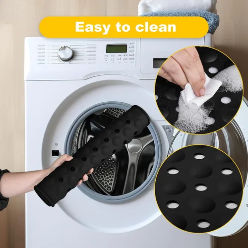 Miniatura 8 de Tapete de silicona antideslizante para bañera de 36 x 16 pulgadas, con orificios de drenaje y ventosas, tapetes mejorados para bañera y ducha, Negro