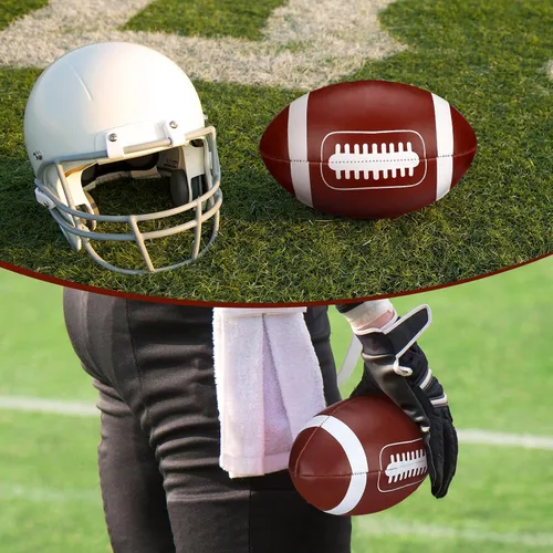 Miniatura 7 de Pelota de fútbol suave suave de 6 pulgadas, mini fútbol marrón pequeño para jugar en interiores, juego de atrapado, decoración deportiva, accesorios