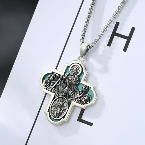 Miniatura 202 de Collar de plata de ley 925 con medalla de San Patrón, colgante de protección católica, amuleto, joyería religiosa para hombres y mujeres
