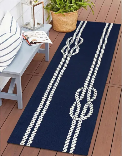 Miniatura 45 de Liora Manne CAPR5163633 - Alfombra costera para interiores y exteriores, color azul marino, 2 pies x 5 pies Cuerdas Navy