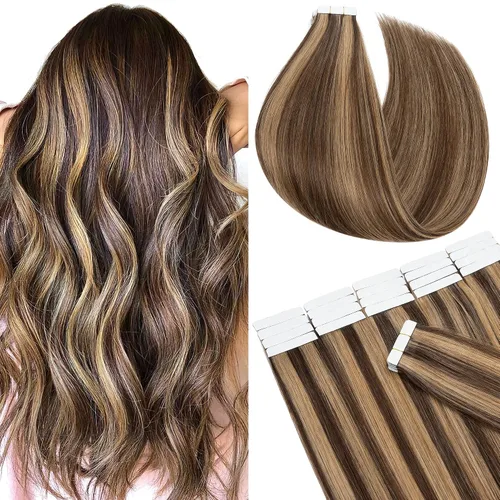 Miniatura 26 de Extensiones de cabello Sego, cabello humano estilo remy, con cinta adhesiva, lacio, cinta adhesiva de entramado tipo piel, sin costuras, invisible