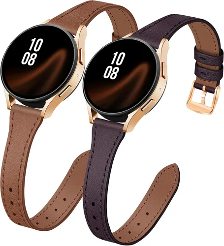 Miniatura 12 de JR.DM Paquete de 2 correas delgadas de cuero para mujer compatibles con Samsung Galaxy Watch 7/6/5/4/Active 2/4 Classic/6 Classic/5 Pro/FE 1.575 in