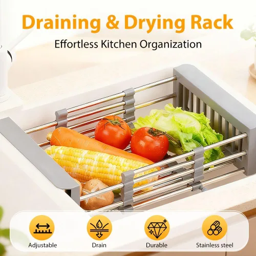 Miniatura 3 de SUNKIM Extend - Cesta de drenaje para fregadero de cocina, 2026, nuevo fregadero de cocina retráctil, escurridor de platos ajustable con cesta