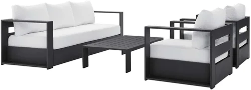 Miniatura 7 de Modway Tahoe - Juego de 4 piezas de aluminio para patio al aire libre en gris carbón