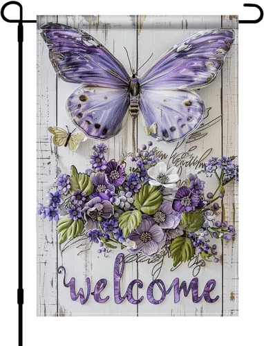 Miniatura 18 de BlissYard Bandera de jardín de primavera de 12 x 18 pulgadas, doble cara de colibrí, iris, pintura floral, patio, al aire libre, colorido