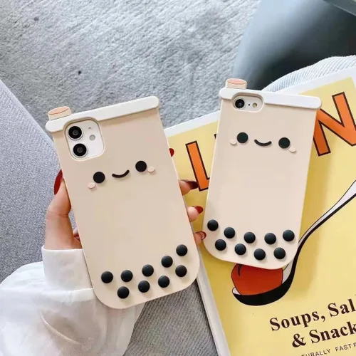Miniatura 6 de Yatchen Fundas Kawaii para iPhone 13 Pro Max, funda protectora a prueba de golpes para iPhone 13 Pro Max con diseño de dibujos animados Boba té