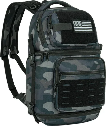 Miniatura 9 de Bolsa bandolera para cámara, bolsa para cámara DSLR/SLR/sin espejo con soporte para trípode y divisores extraíbles, pequeña bandolera táctica, gris