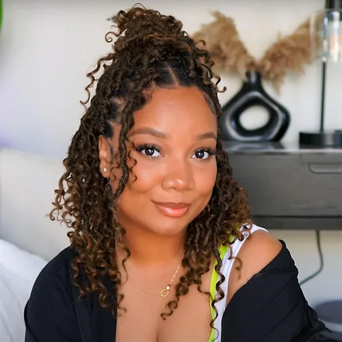 Miniatura 18 de Goddess Locs - Cabello de ganchillo de 8 pulgadas, 6 paquetes de rastas sintéticas de cabello de ganchillo para mujeres negras, cabello suave 1b